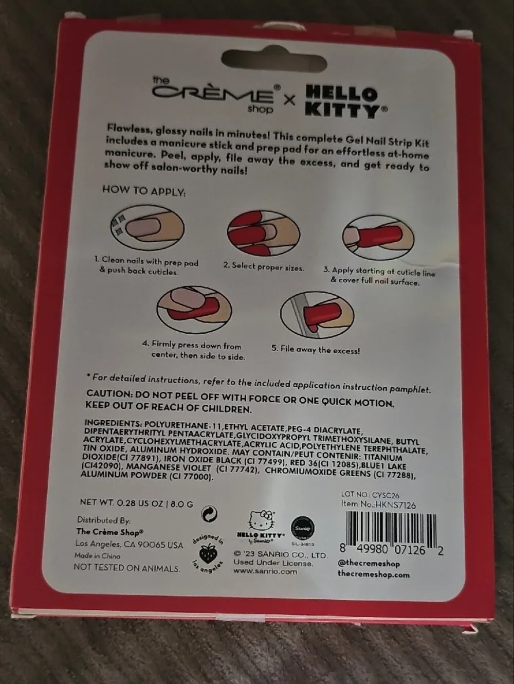 Hello Kitty Gel Nail Strip Kit in Pink and White